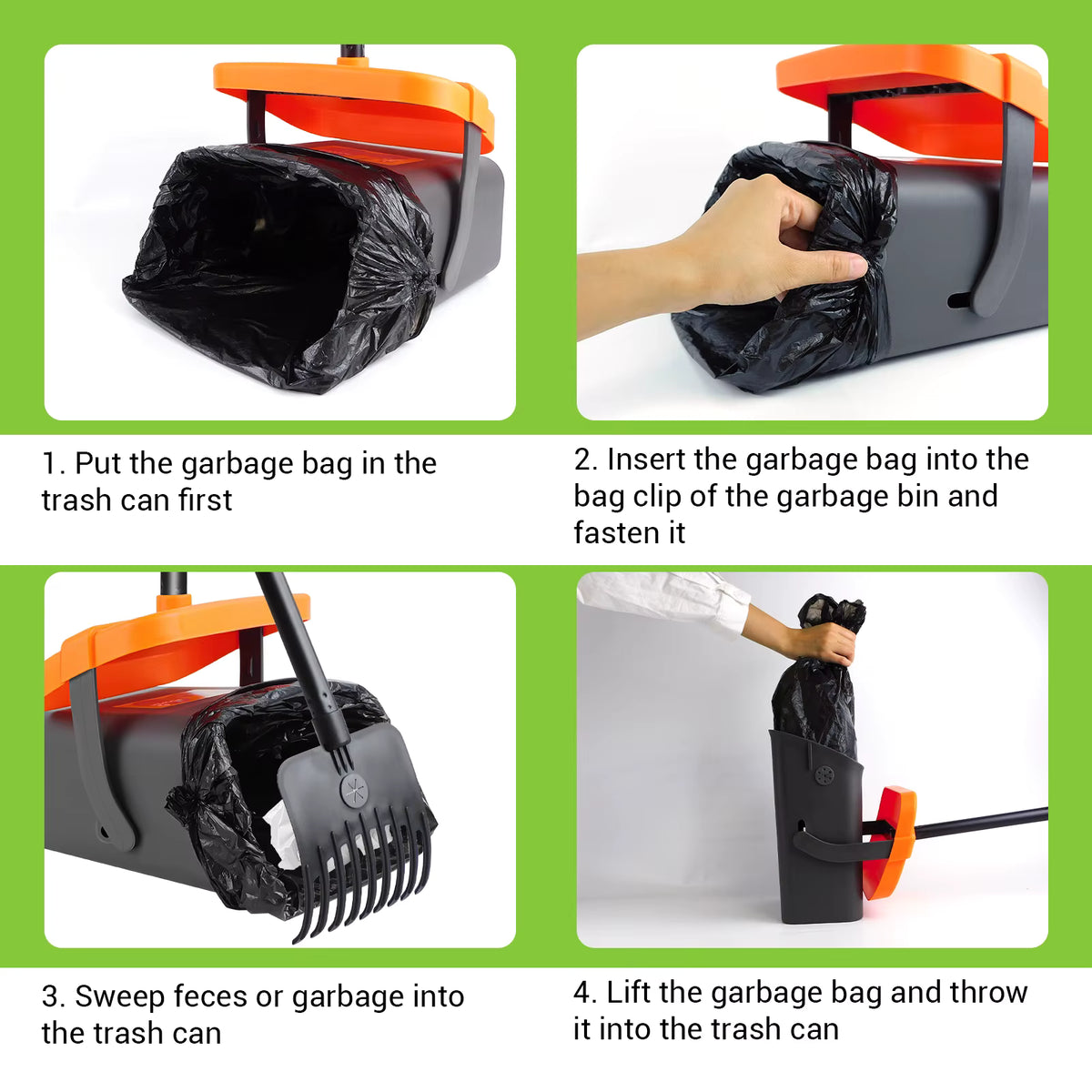 Adjustable Long Handled Pooper Scooper, Swivel Bin & Rake Kit
