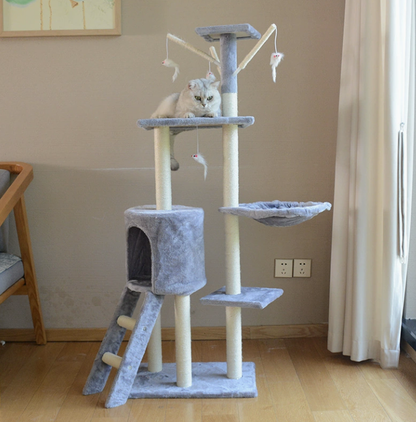 Large Cat-Specific Wood Cat Tree with Sisal Scratching Post & Jumping Platforms 5 Levels