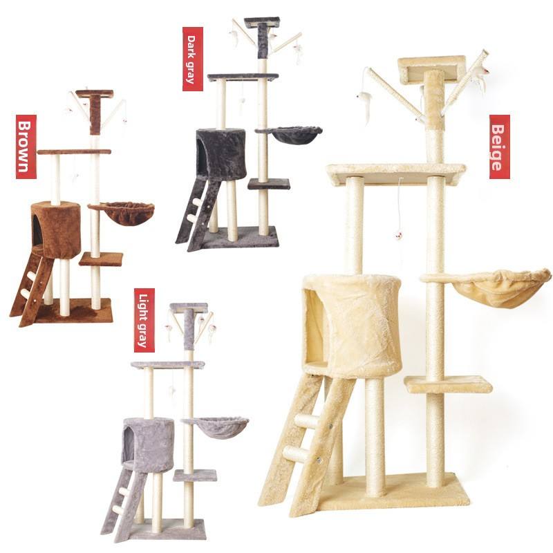 Large Cat-Specific Wood Cat Tree with Sisal Scratching Post & Jumping Platforms 5 Levels