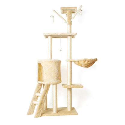 Large Cat-Specific Wood Cat Tree with Sisal Scratching Post & Jumping Platforms 5 Levels