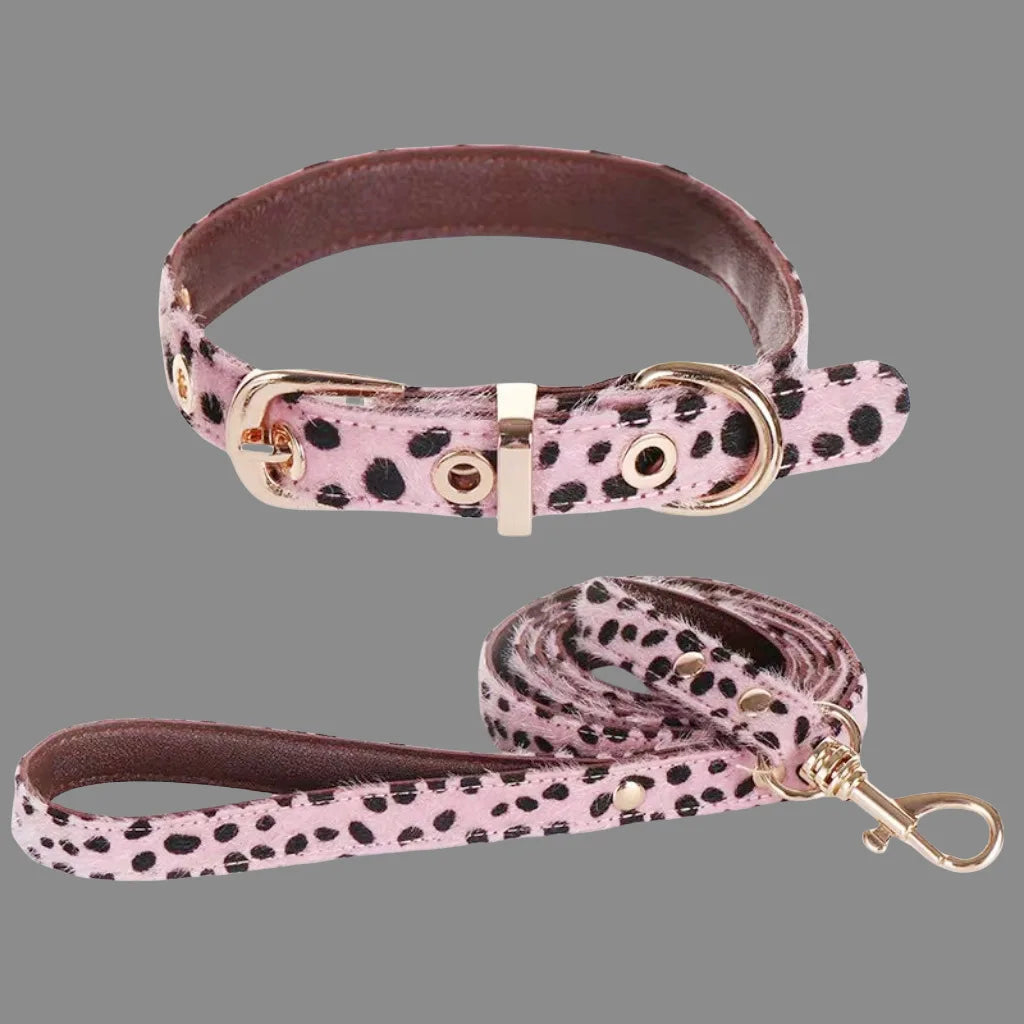 Leopard Print Horsehair Pet Collar Dog Chest Harness Leash Adjustable Set Small Dog Pet Supplies Accessories