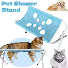 Pet Bathing Hammock Stand Foldable Dog Cat Nail Clipping Harness，Stainless Steel Breathable Mesh Bath Care Tool for Small Pets