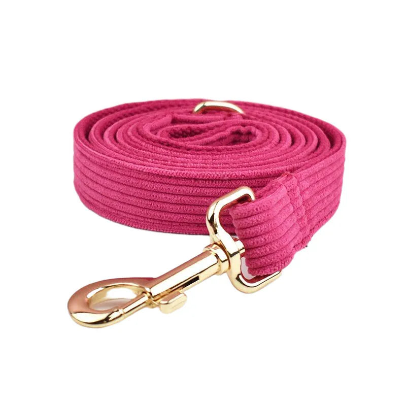 Mei Red Corduroy Dog Collar And Leash Set For Dogs Custom Engraved Nameplate Pet Supplies Dog Leash Corduroy02