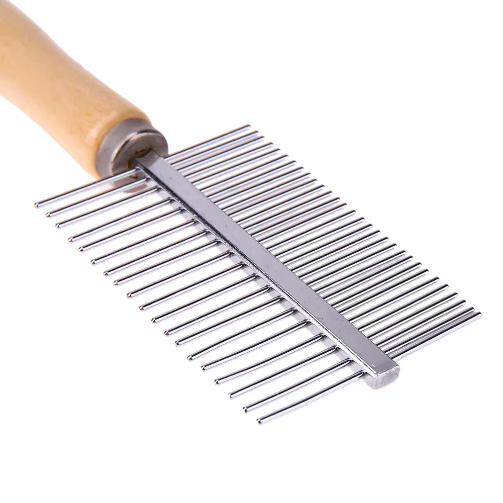 Pet Comb with Wooden Handle Pet Dematting Comb Stainless Steel Dog Grooming Comb Pet Hair Comb for Long Short Haired Dog Cat 1 sold