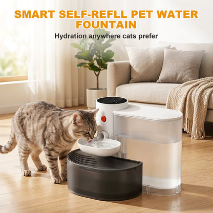 3L Smart Wireless Cat Water Fountain, No Replacement Filter, Clean & Dirty Water Separation, Automatic Pet Water Dispenser, Rechargeable Battery Operated,Ultra Long Battery Life