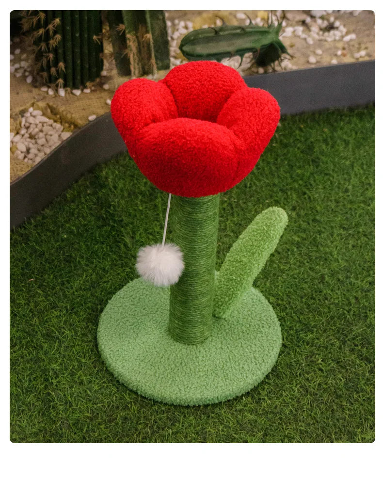 Tulip Shaped Cat Tower Scratching Column Sisal Cat Scratching Board Cute Ins Kitten Teasing Toys Cat Tree House Pet Supplies