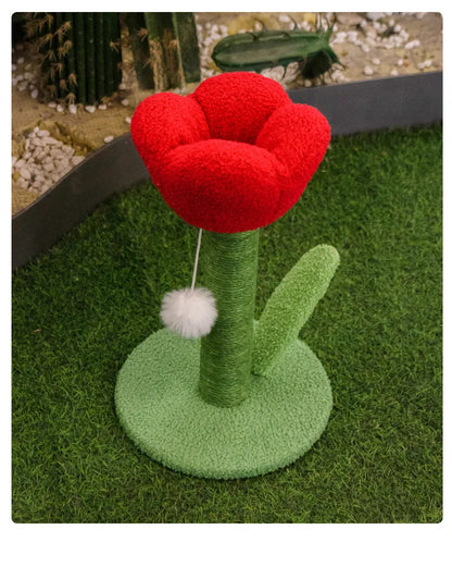 Tulip Shaped Cat Tower Scratching Column Sisal Cat Scratching Board Cute Ins Kitten Teasing Toys Cat Tree House Pet Supplies