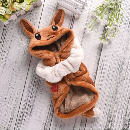 Dog Costumes Anime Eevee Cosplay Pet Clothing Kawaii Plush Insulation Coat Poodle Clothing Anime Pet Supplies Gifts