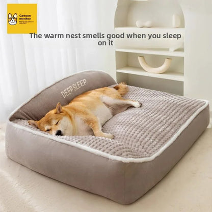 Kennel Winter Warm Dog Bed Large Super Thick Four-season Universal Removable Cat and Dog Sofa Autumn and Winter Pet Supplies