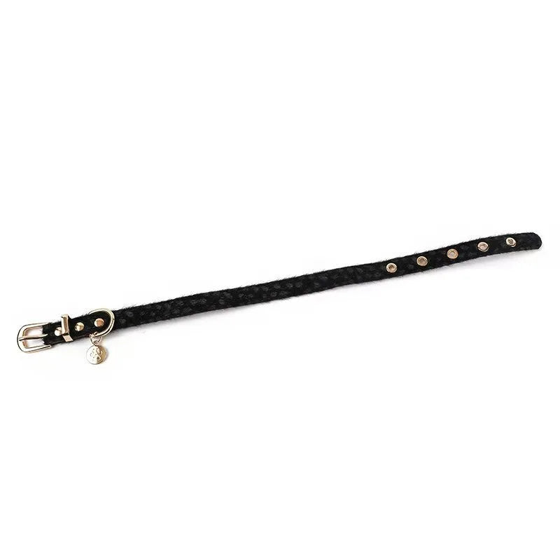Leopard Print Horsehair Pet Collar Dog Chest Harness Leash Adjustable Set Small Dog Pet Supplies Accessories