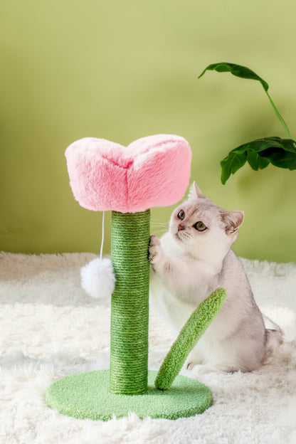 Tulip Shaped Cat Tower Scratching Column Sisal Cat Scratching Board Cute Ins Kitten Teasing Toys Cat Tree House Pet Supplies