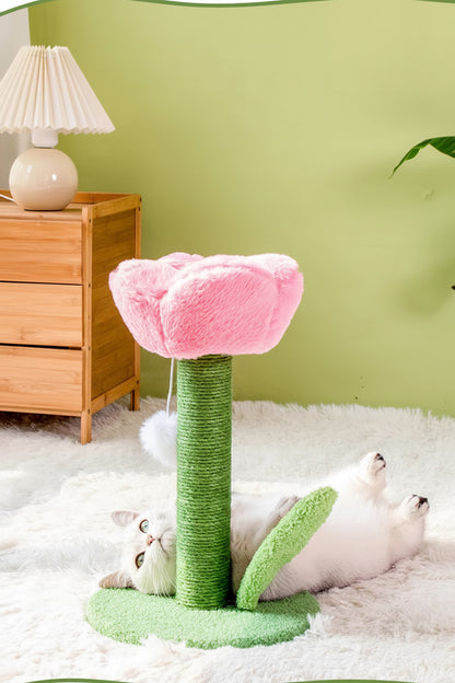 Tulip Shaped Cat Tower Scratching Column Sisal Cat Scratching Board Cute Ins Kitten Teasing Toys Cat Tree House Pet Supplies