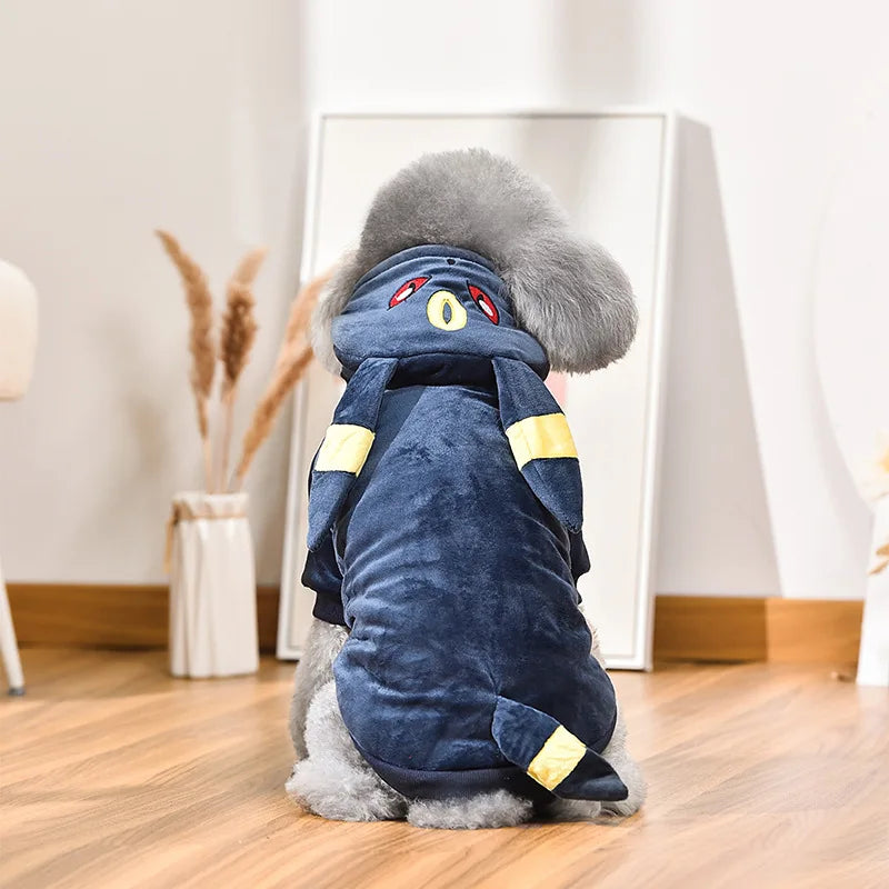 Dog Costumes Anime Eevee Cosplay Pet Clothing Kawaii Plush Insulation Coat Poodle Clothing Anime Pet Supplies Gifts