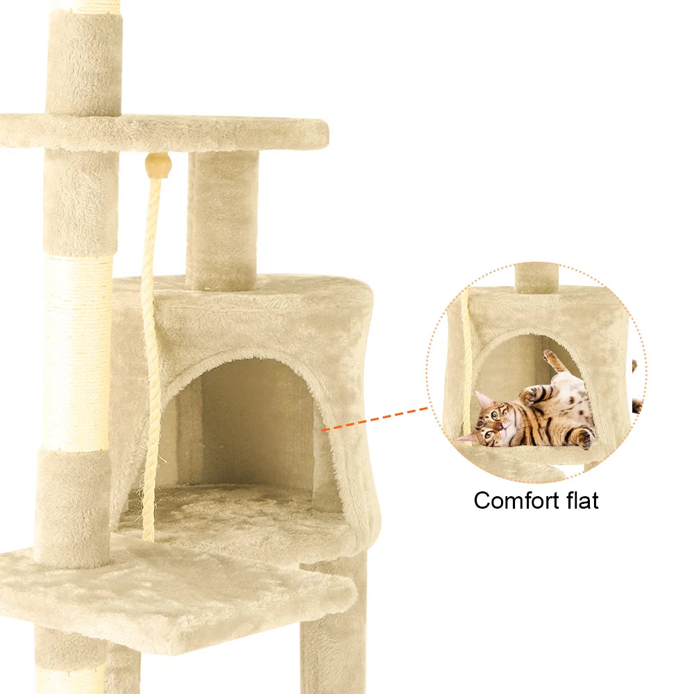 Cat Tree House Cat Climbing Frame Cat Tower Cat Condo with Scratching Post Perches Caves Pet Supplies