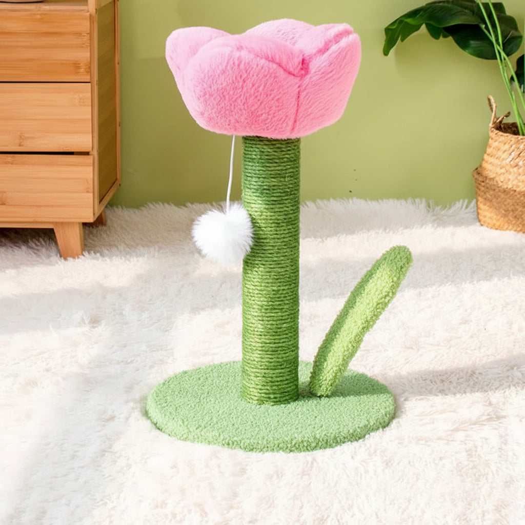 Tulip Shaped Cat Tower Scratching Column Sisal Cat Scratching Board Cute Ins Kitten Teasing Toys Cat Tree House Pet Supplies