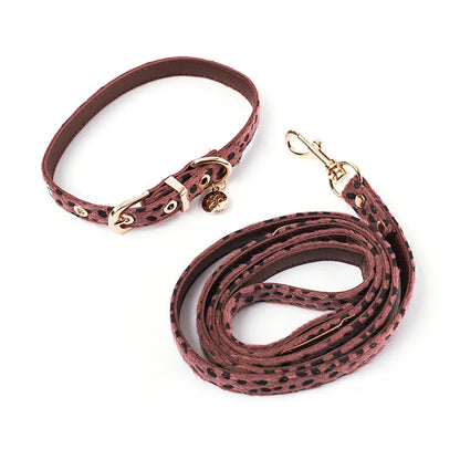 Leopard Print Horsehair Pet Collar Dog Chest Harness Leash Adjustable Set Small Dog Pet Supplies Accessories