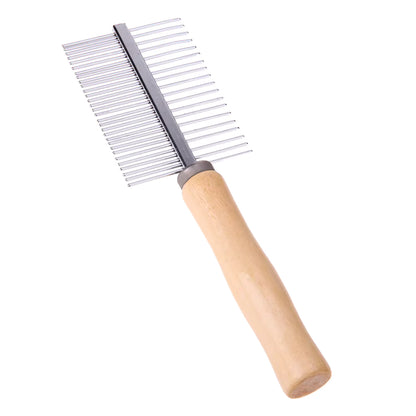 Pet Comb with Wooden Handle Pet Dematting Comb Stainless Steel Dog Grooming Comb Pet Hair Comb for Long Short Haired Dog Cat 1 sold
