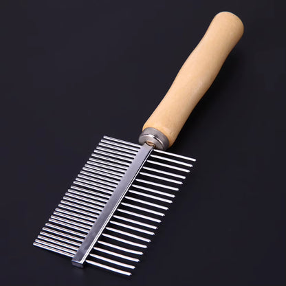 Pet Comb with Wooden Handle Pet Dematting Comb Stainless Steel Dog Grooming Comb Pet Hair Comb for Long Short Haired Dog Cat 1 sold