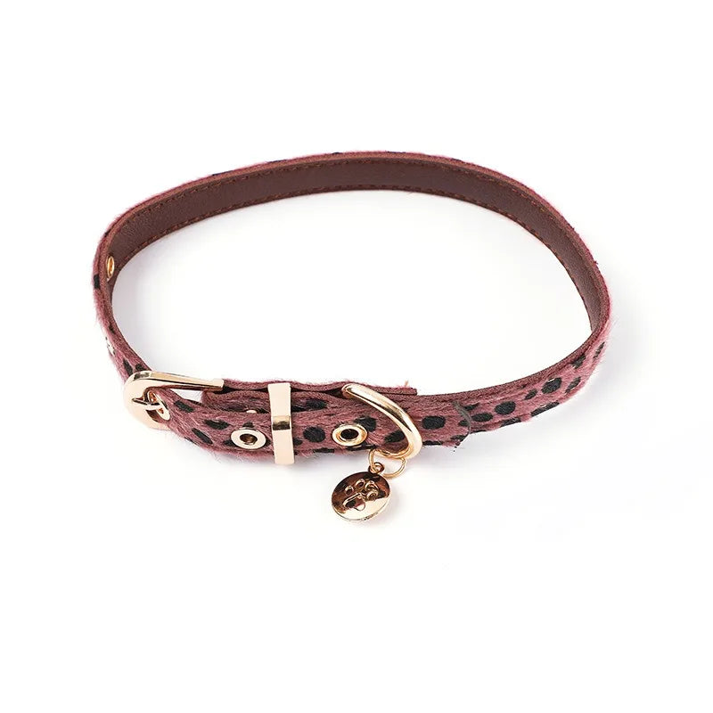 Leopard Print Horsehair Pet Collar Dog Chest Harness Leash Adjustable Set Small Dog Pet Supplies Accessories