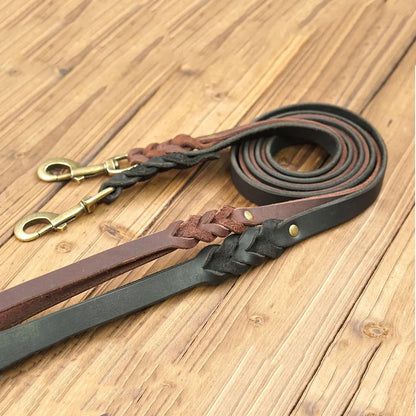 Soft Leather Braided Dog Leash Comfortable Real Leather Dog Leashes for Walking and Training Small Medium Large Dog Pet Supplies