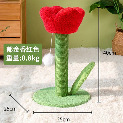 Tulip Shaped Cat Tower Scratching Column Sisal Cat Scratching Board Cute Ins Kitten Teasing Toys Cat Tree House Pet Supplies