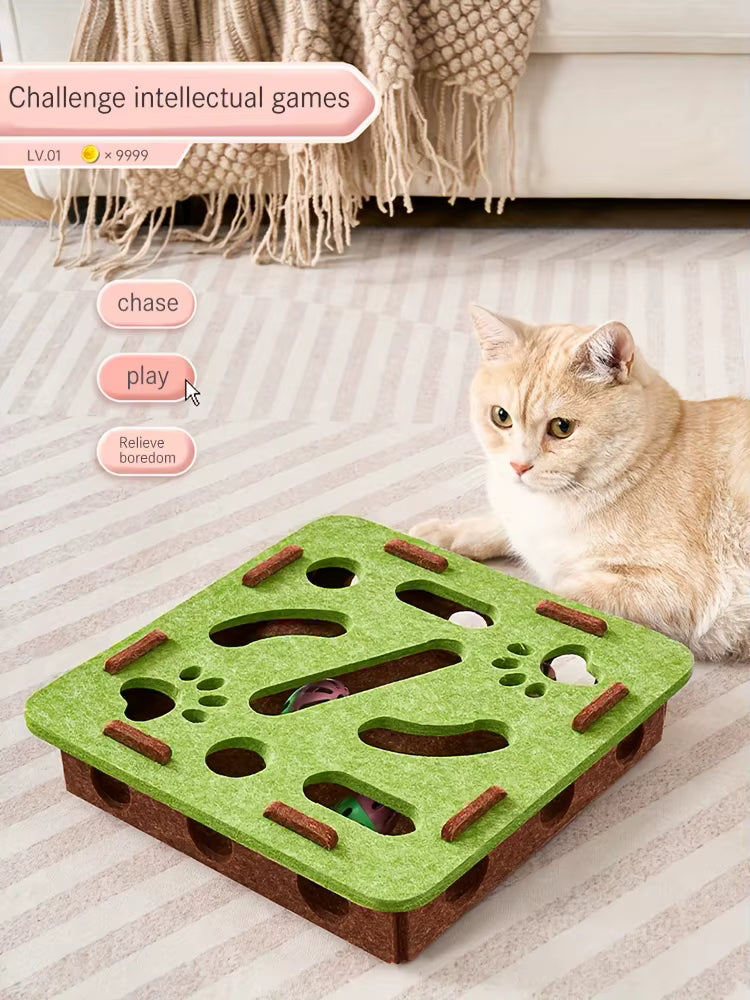 Interactive Cat Puzzle Toy: "Paw-and-Seek" Maze Box & Spinner Game—Durable, Scratch-Resistant, and Mentally Stimulating Fun for Kittens (Suitable for 10 Different Settings)