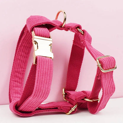 Mei Red Corduroy Dog Collar And Leash Set For Dogs Custom Engraved Nameplate Pet Supplies Dog Leash Corduroy02
