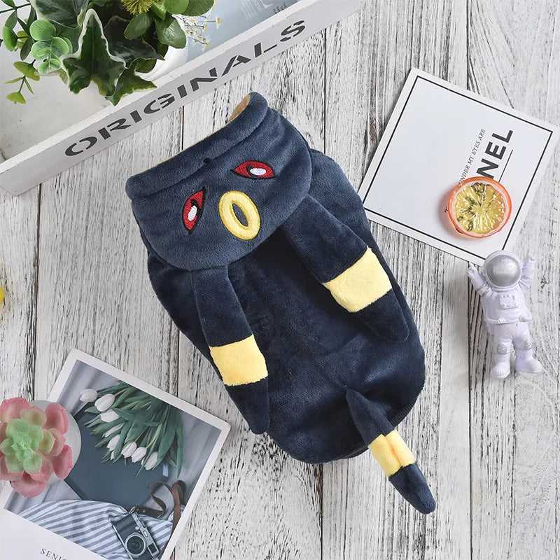 Dog Costumes Anime Eevee Cosplay Pet Clothing Kawaii Plush Insulation Coat Poodle Clothing Anime Pet Supplies Gifts